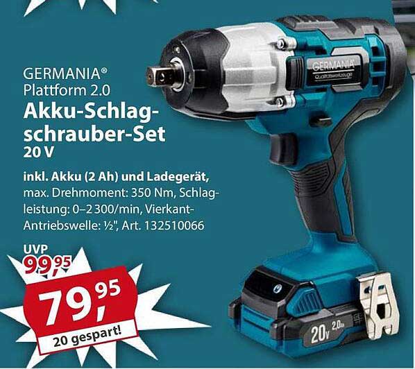 GERMANIA® Plattform 2.0 Akku-Schlagschrauber-Set 20 V
