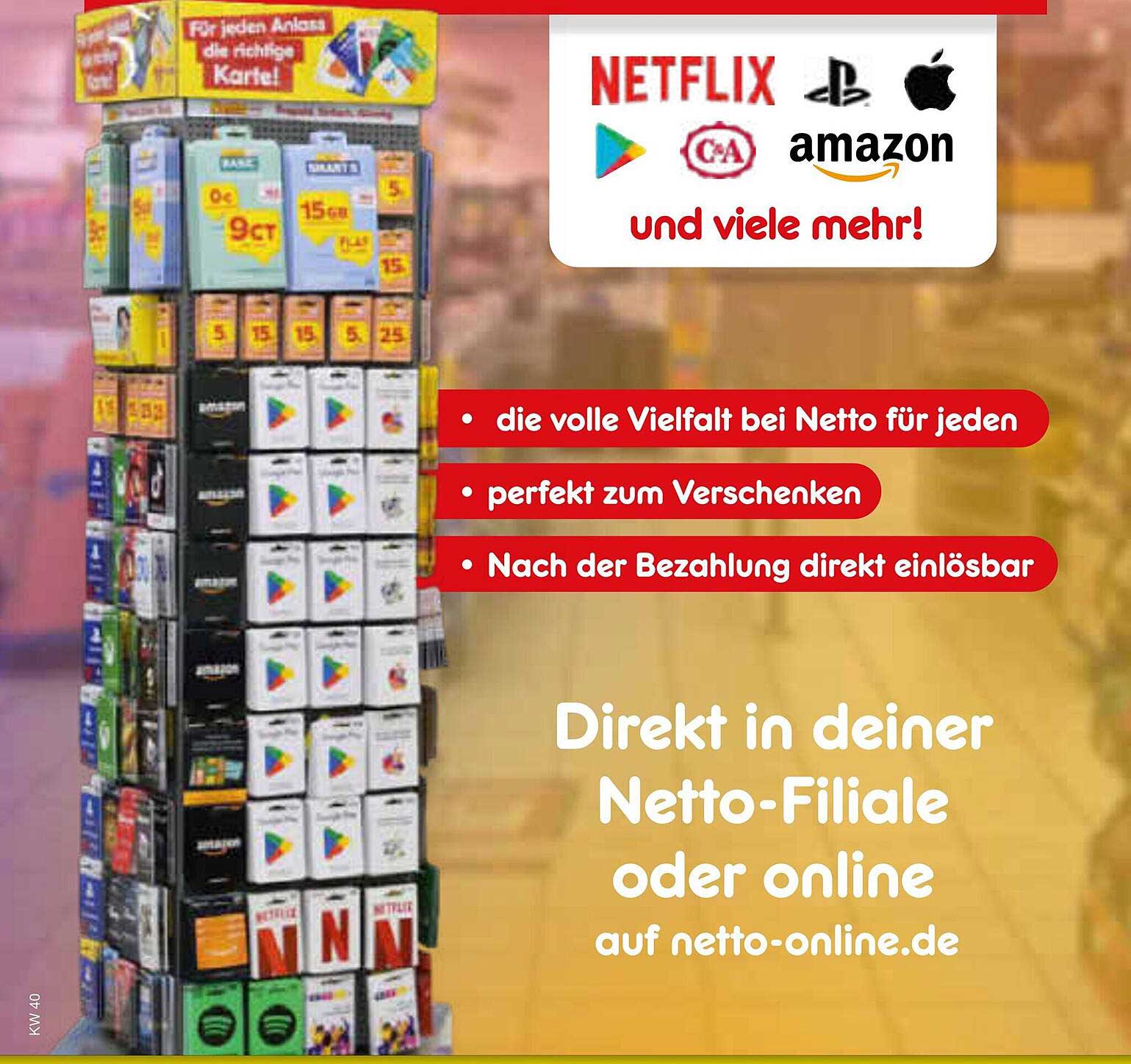 Geschenkkarten für Netflix, Amazon und mehr!