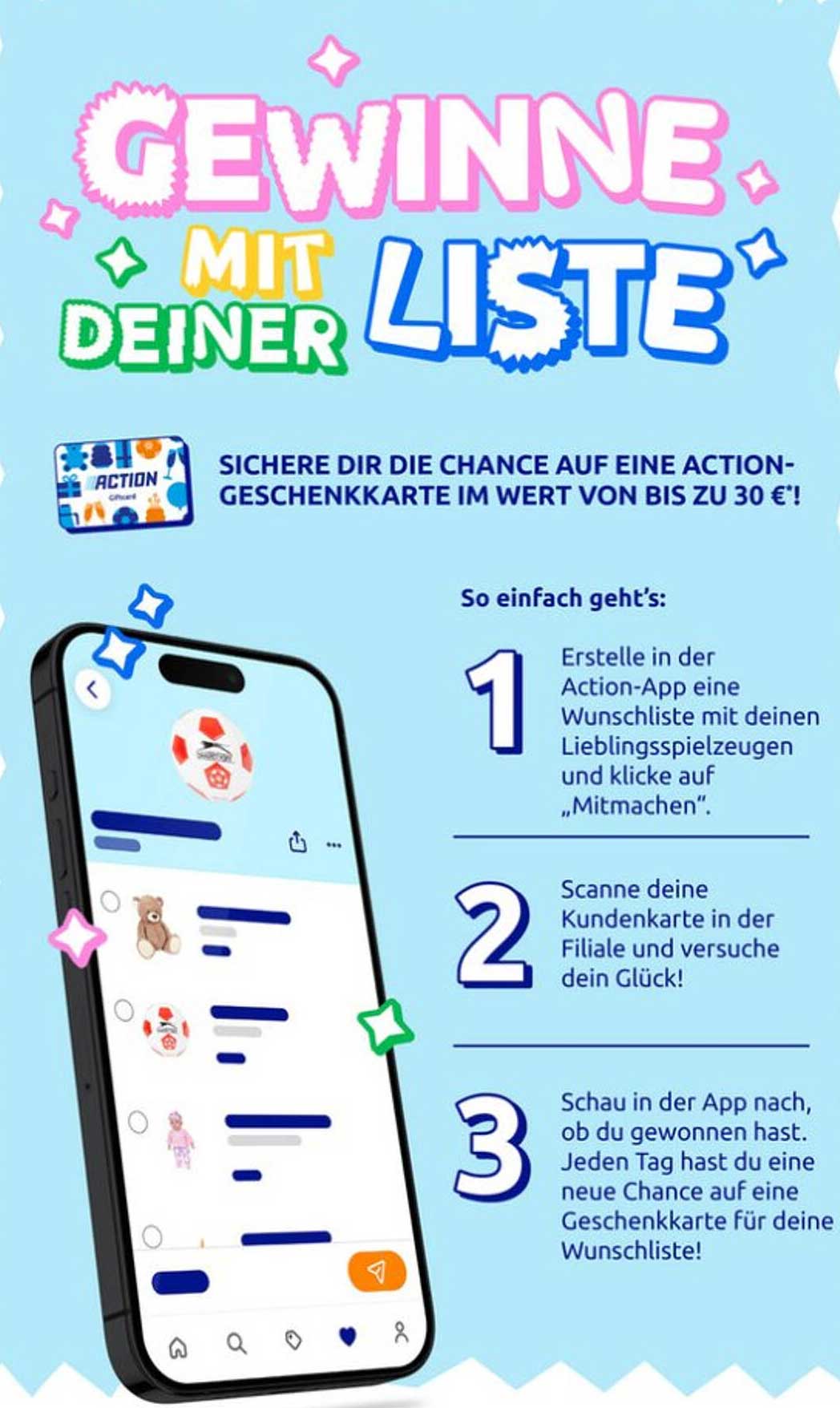 Gewinne mit deiner Liste! - Chance auf Action-Geschenkkarte im Wert von bis zu 30 €