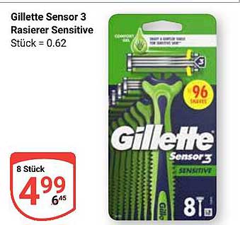 Gillette Sensor 3 Rasierer Sensitive 8 Stück