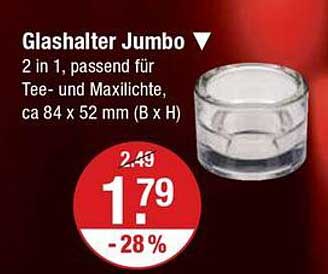 Glashalter Jumbo 2 in 1 für Tee- und Maxilichter