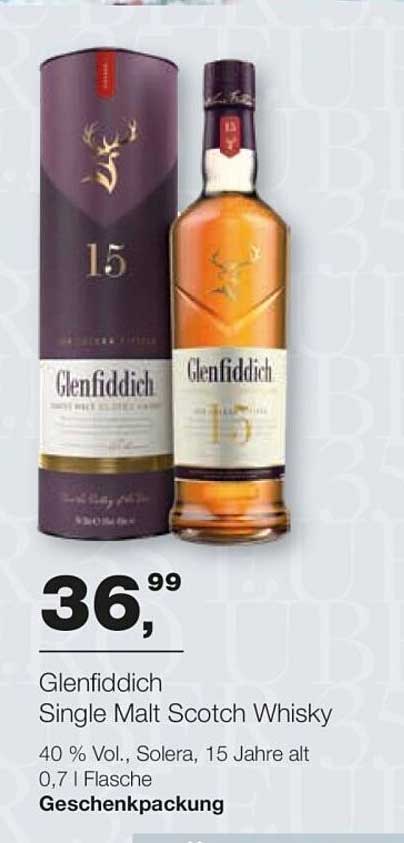 Glenfiddich 15 Jahre Single Malt Scotch Whisky in Geschenkverpackung