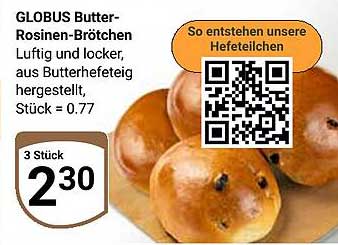 GLOBUS Butter-Rosinen-Brötchen