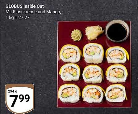 GLOBUS Inside Out Sushi mit Flusskrebs und Mango, 294 g