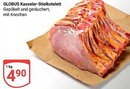 GLOBUS Kasseler-Stielkotelett, gepökelt und geräuchert, mit Knochen