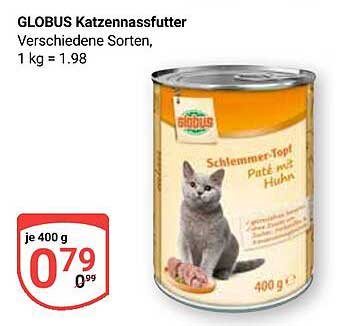 GLOBUS Katzennassfutter verschiedene Sorten, 400 g für 0,79 €