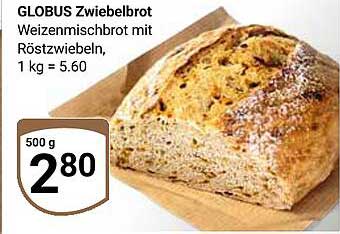 GLOBUS Zwiebelbrot - Weizenmischbrot mit Röstzwiebeln, 500 g