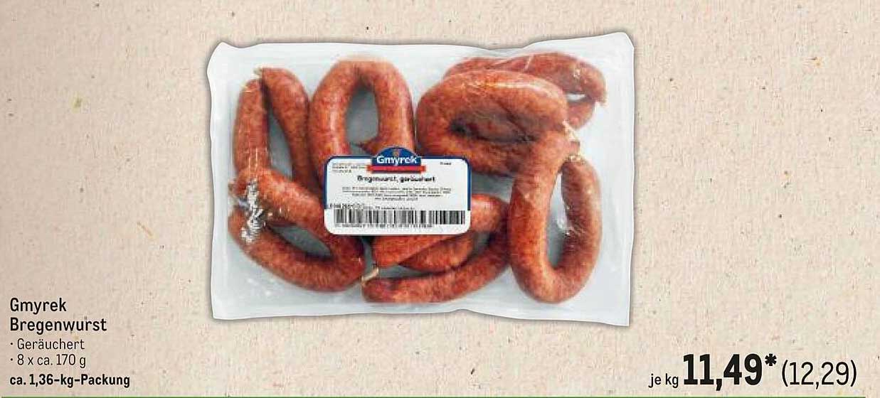 Gmyrek Bregenwurst - Geräuchert, 8 x ca. 170 g