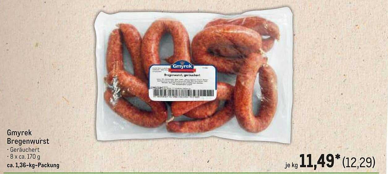 Gmyrek Bregenwurst, geräuchert, ca. 1,36-kg-Packung