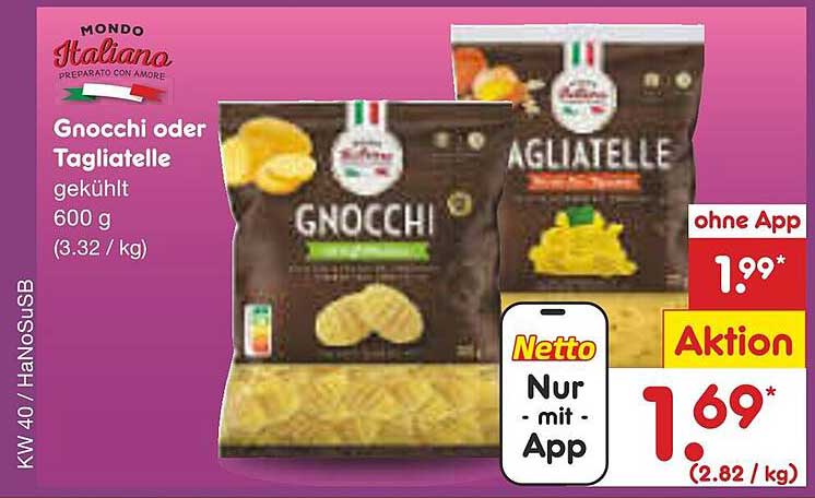 Gnocchi oder Tagiatelle 600 g - Mondo Italiano