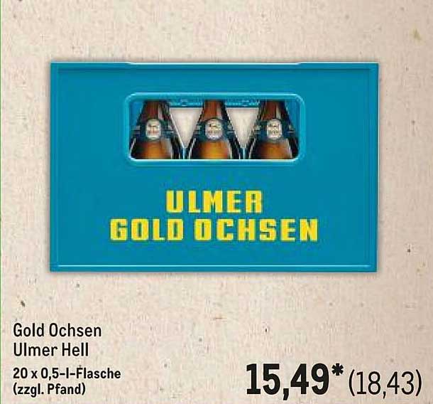 Gold Ochsen Ulmer Hell – 20 x 0,5 l-Flasche (zzgl. Pfand)