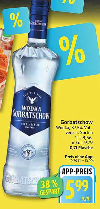 Gorbatschow Wodka 0,7L - 38% gespart!