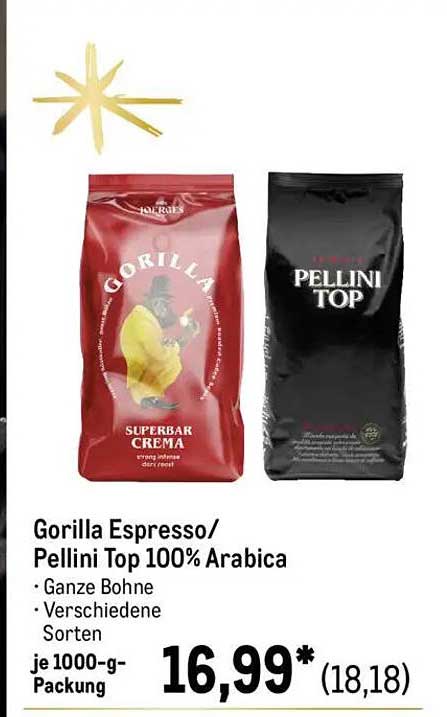 Gorilla Espresso/Pellini Top 100% Arabica – ganze Bohne