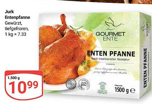 Gourmet Ente Entenpfanne, gewürzt, tiefgefroren, 1 kg = 7,33