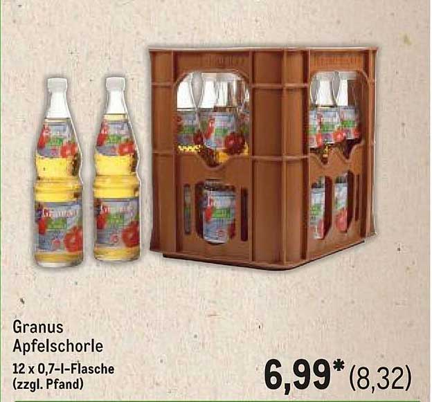 Granus Apfelschorle 12 x 0,7-l-Flasche (zzgl. Pfand)