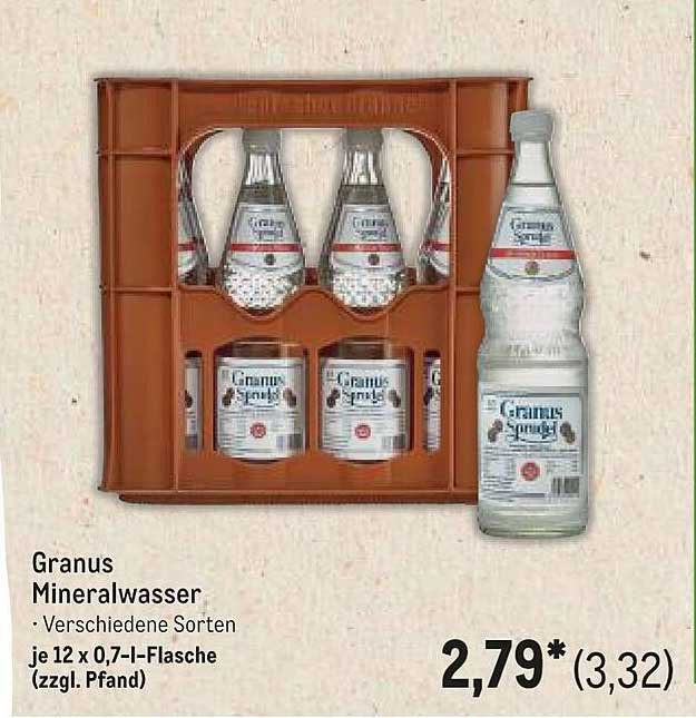 Granus Mineralwasser - 12 Flaschen à 0,7 l