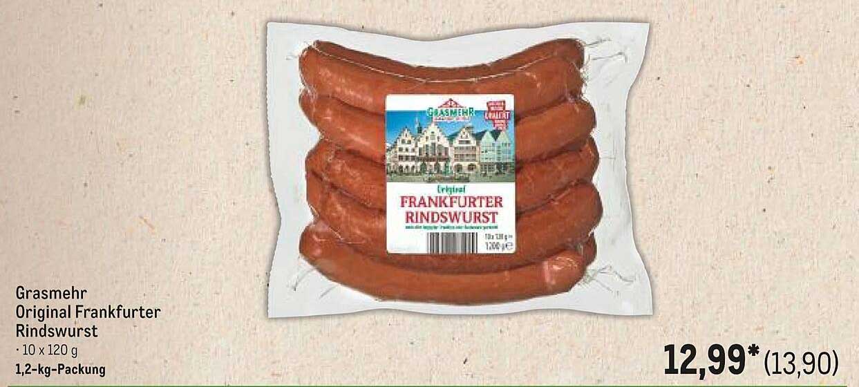 Grasmehr Original Frankfurter Rindswurst - 10 x 120 g