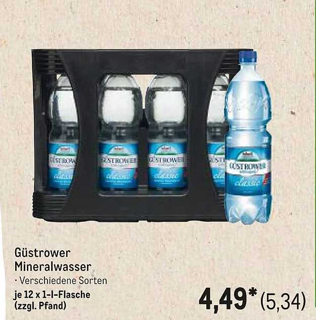 Güstrower Mineralwasser - Verschiedene Sorten, je 12 x 1-l-Flasche (zzgl. Pfand)