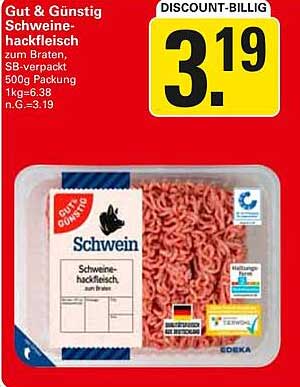 Gut & Günstig Schweinehackfleisch zum Braten, SB-verpackt 500g