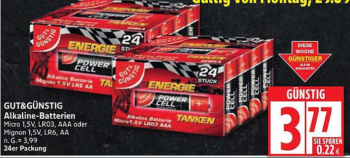 GUT&GÜNSTIG Alkaline-Batterien 24er Packung