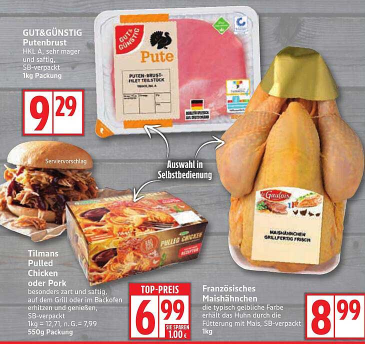 GUT&GÜNSTIG Putenbrust 1kg Packung