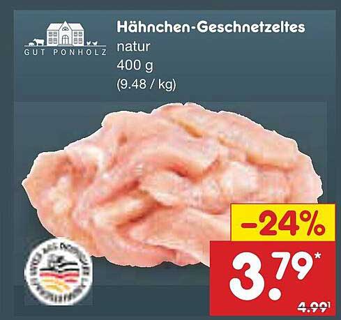 Hähnchen-Geschnetzeltes, natur, 400 g