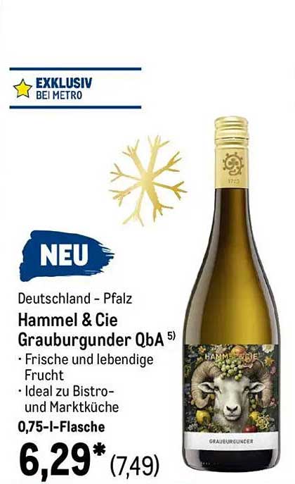 Hammel & Cie Grauburgunder QbA - 0,75 l Flasche