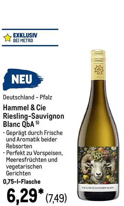 Hammel & Cie Riesling-Sauvignon Blanc QbA 0,75 l-Flasche