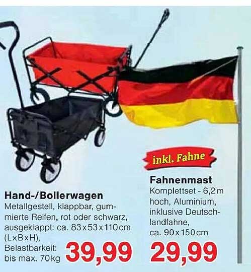 Hand-/Bollerwagen und Fahnenmast