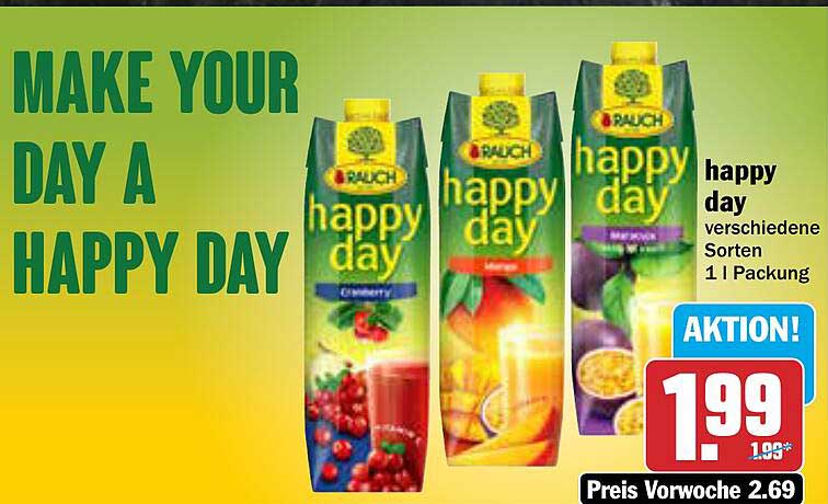 happy day verschiedene Sorten 1 l Packung