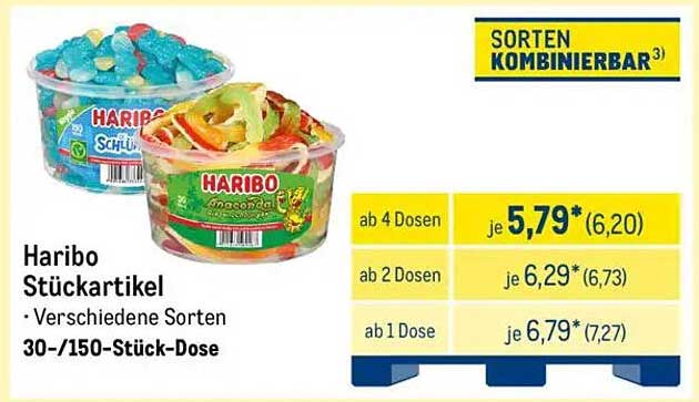 Haribo Stückartikel – Verschiedene Sorten