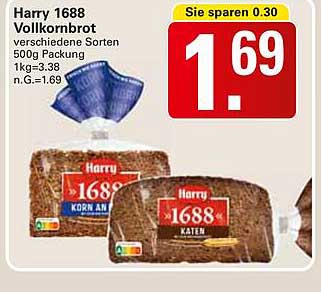 Harry 1688 Vollkornbrot verschiedene Sorten 500g Packung