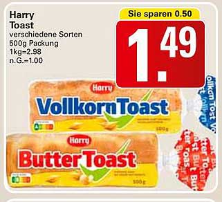 Harry Toast verschiedene Sorten 500g Packung