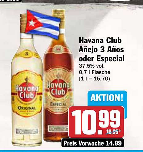 Havana Club Añejo 3 Años oder Especial - 0,7 l Flasche