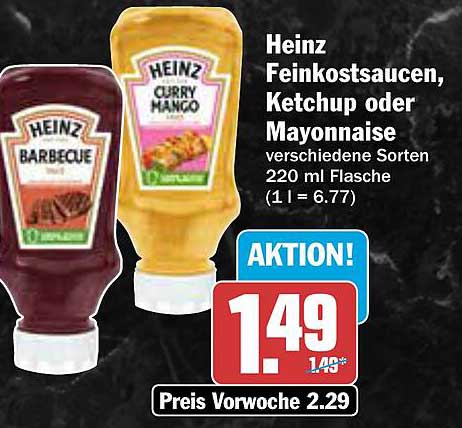 Heinz Feinkostsaucen, Ketchup oder Mayonnaise 220 ml Flasche