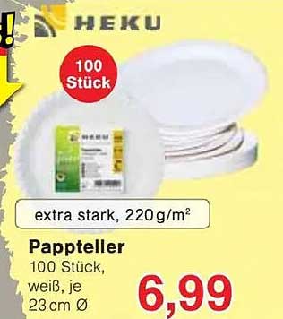 HEKU Pappsteller 100 Stück, weiß, je 23 cm Ø