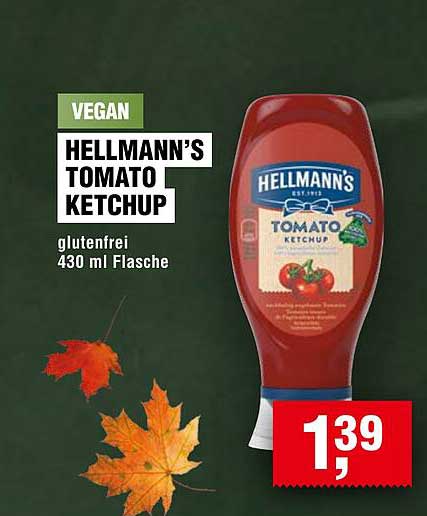 HELLMANN'S TOMATO KETCHUP 430 ml Flasche