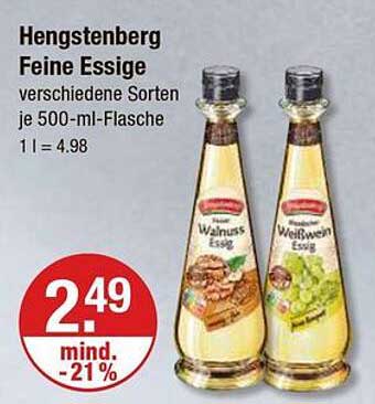 Hengstenberg Feine Essige - verschiedene Sorten 500-ml-Flasche