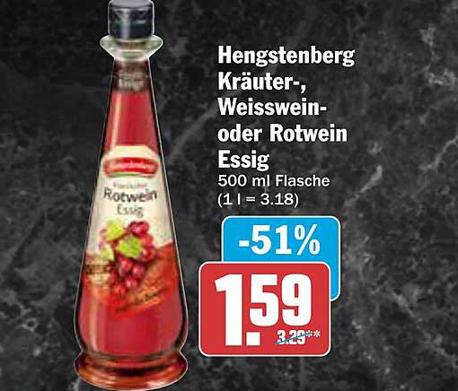 Hengstenberg Kräuter-, Weisswein- oder Rotweinessig 500 ml