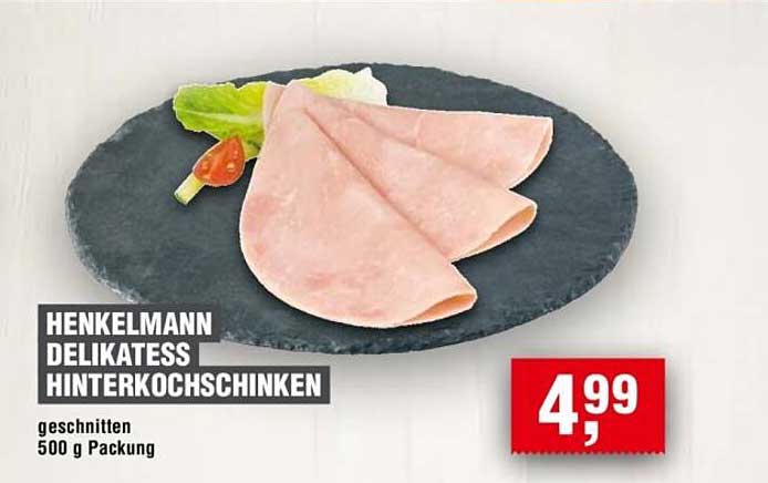 Henkelmann Delikatess Hinterkochschinken, 500 g Packung