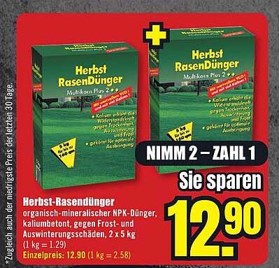 Herbst-Rasendünger Multikomplex Plus 2 x 5 kg