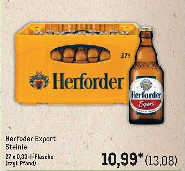 Herforder Export Steinie 27 x 0,33-l-Flasche (zzgl. Pfand)