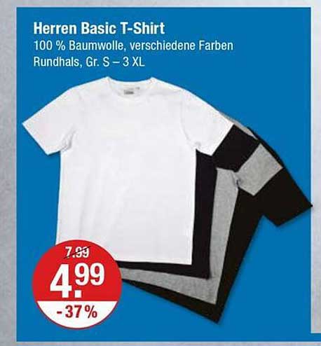 Herren Basic T-Shirt - 100 % Baumwolle in verschiedenen Farben
