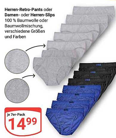 Herren-Retro-Pants oder Damen- oder Herren-Slips im 7er-Pack