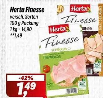 Herta Finesse Schinken, verschiedene Sorten, 100 g Packung