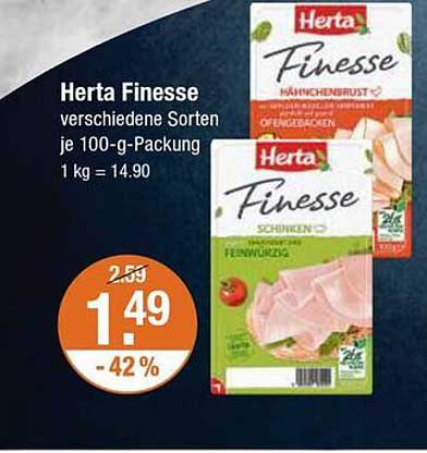 Herta Finesse verschiedene Sorten je 100-g-Packung