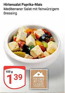 Hirtensalat Paprika-Mais - Mediterraner Salat mit feinwürzigem Dressing