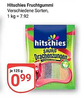 Hitschies Fruchtgummi - Saure Drachenzungen, 125 g