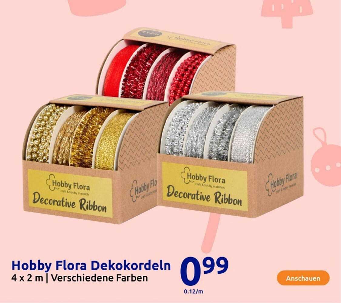 Hobby Flora Dekorkordeln 4 x 2 m | Verschiedene Farben
