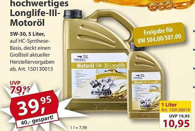 Hochwertiges Longlife-III-Motoröl 5W-30, 5 Liter